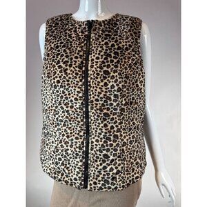 Leopard Print Polyester Reversible Vest With Front Zipper By I.N. Studio M